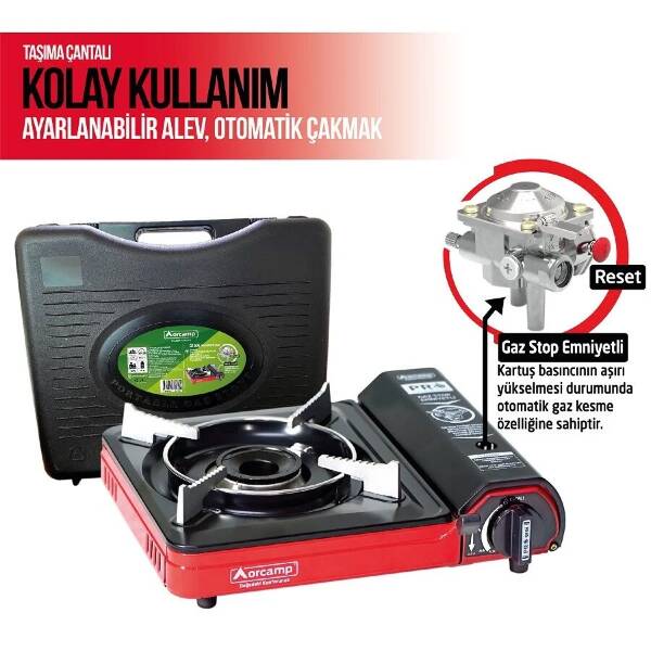Orcamp Ck-505/Tekli Portatif Ocak Köşeli Kırmızı FM.02.00.0020 - 2