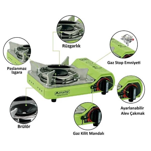 Orcamp Ck-506/Tekli Portatif Ocak Mini Yeşil FM.02.00.0027 - 2
