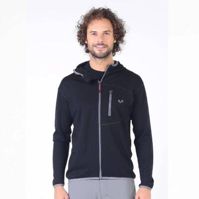 Woolona Maestro Fermuarlı Kapüşonlu Erkek Sweatshirt - BLK - 1