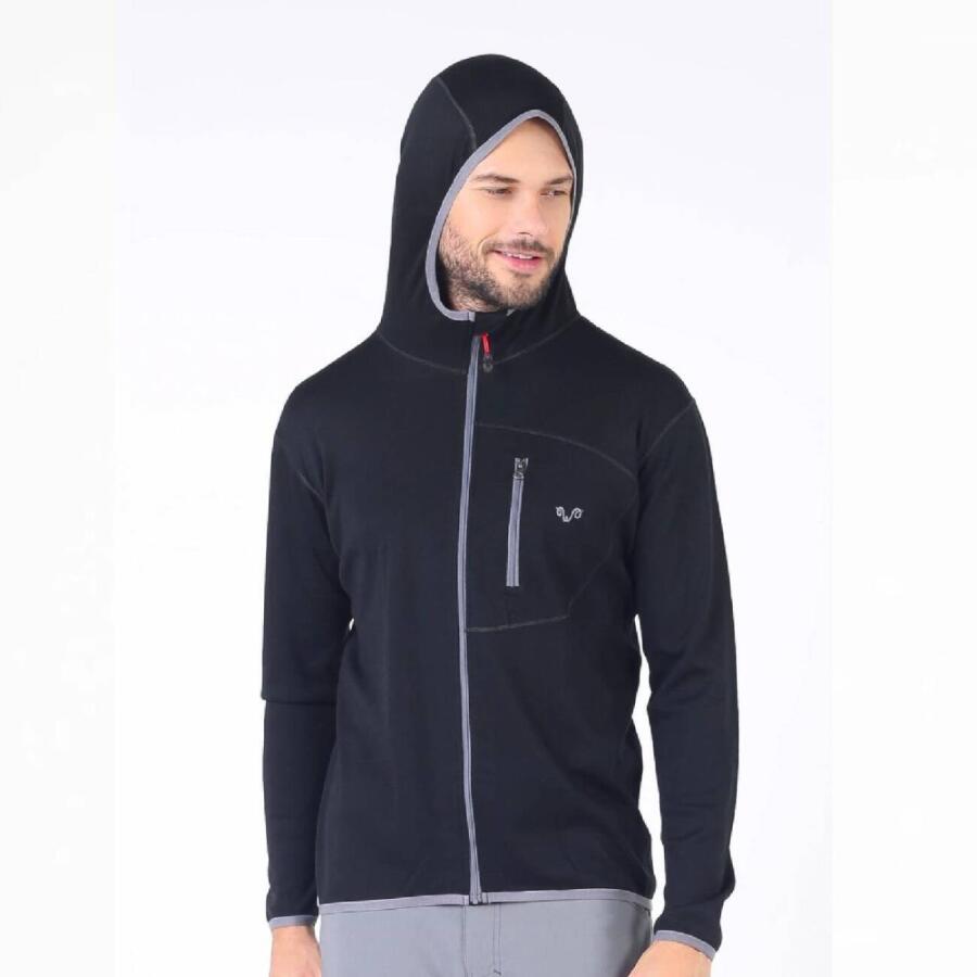 Woolona Maestro Fermuarlı Kapüşonlu Erkek Sweatshirt - BLK - 4