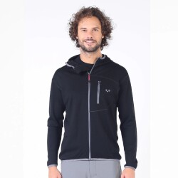 Woolona Maestro Fermuarlı Kapüşonlu Erkek Sweatshirt - BLK - 1