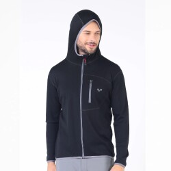 Woolona Maestro Fermuarlı Kapüşonlu Erkek Sweatshirt - BLK - 4