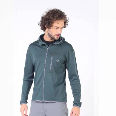 Woolona Maestro Fermuarlı Kapüşonlu Erkek Sweatshirt - GRE - WOOLONA