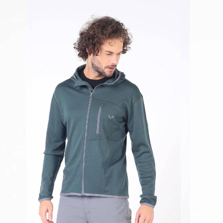 Woolona Maestro Fermuarlı Kapüşonlu Erkek Sweatshirt - GRE - 1