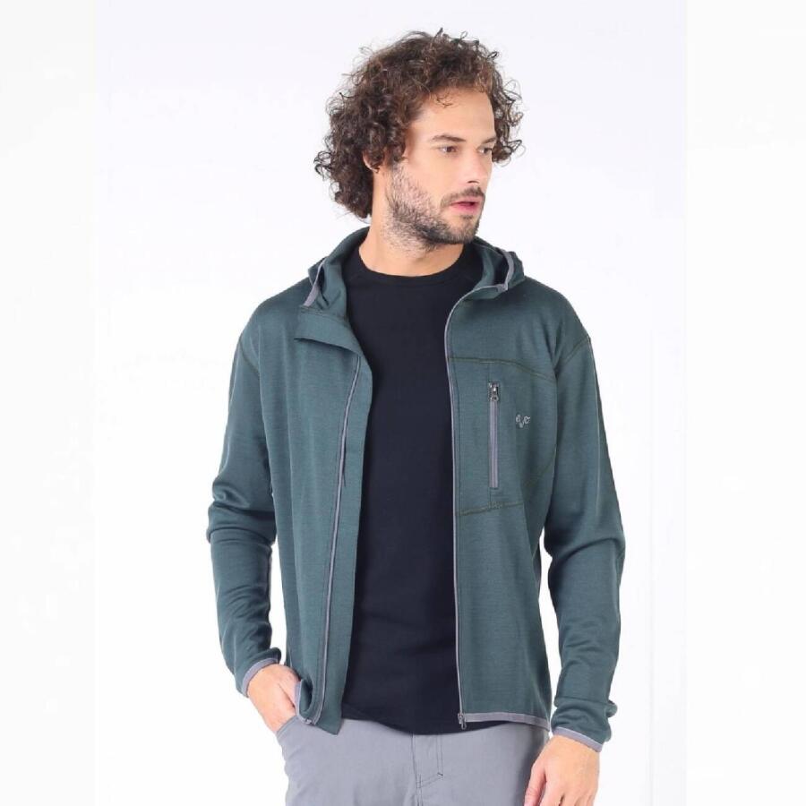 Woolona Maestro Fermuarlı Kapüşonlu Erkek Sweatshirt - GRE - 2