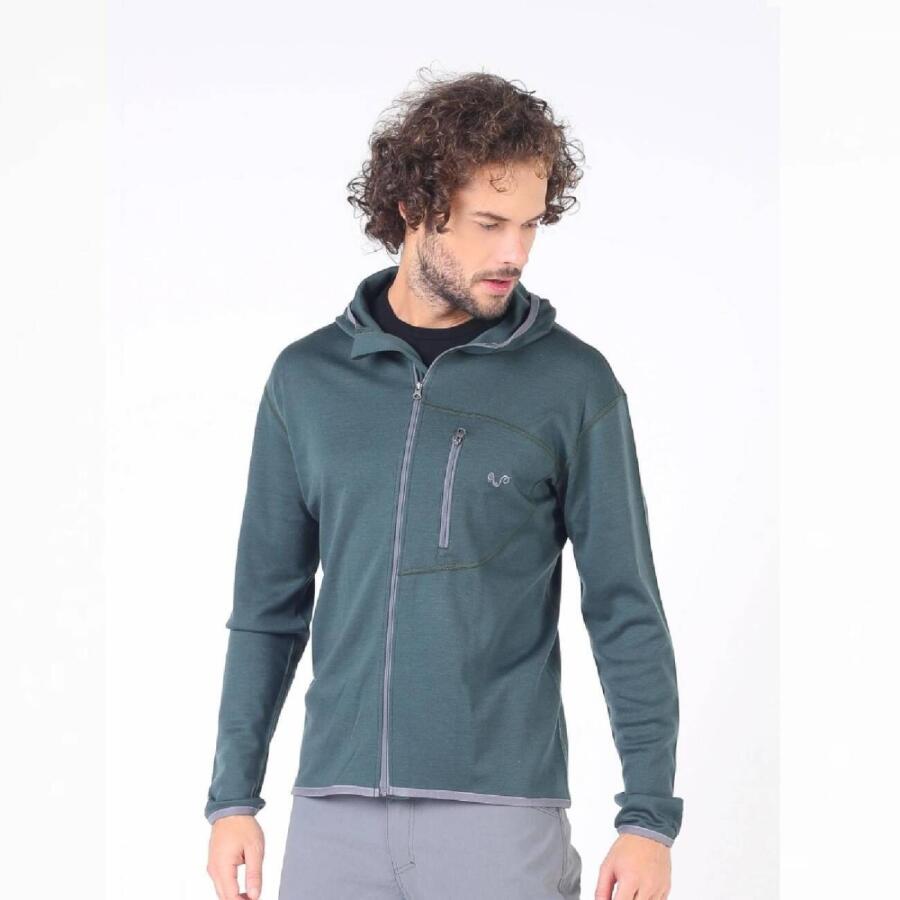 Woolona Maestro Fermuarlı Kapüşonlu Erkek Sweatshirt - GRE - 3
