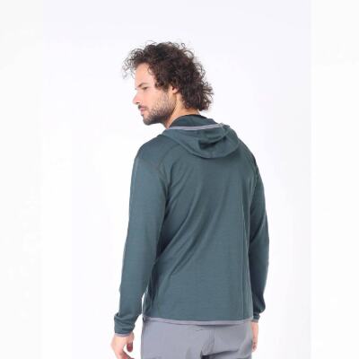 Woolona Maestro Fermuarlı Kapüşonlu Erkek Sweatshirt - GRE - 4