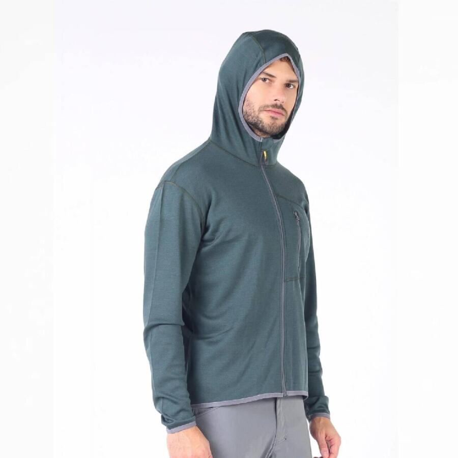 Woolona Maestro Fermuarlı Kapüşonlu Erkek Sweatshirt - GRE - 5