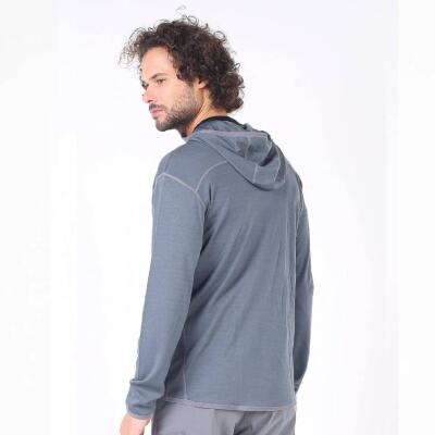 Woolona Maestro Fermuarlı Kapüşonlu Erkek Sweatshirt - GRY - 4