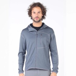 Woolona Maestro Fermuarlı Kapüşonlu Erkek Sweatshirt - GRY - 1