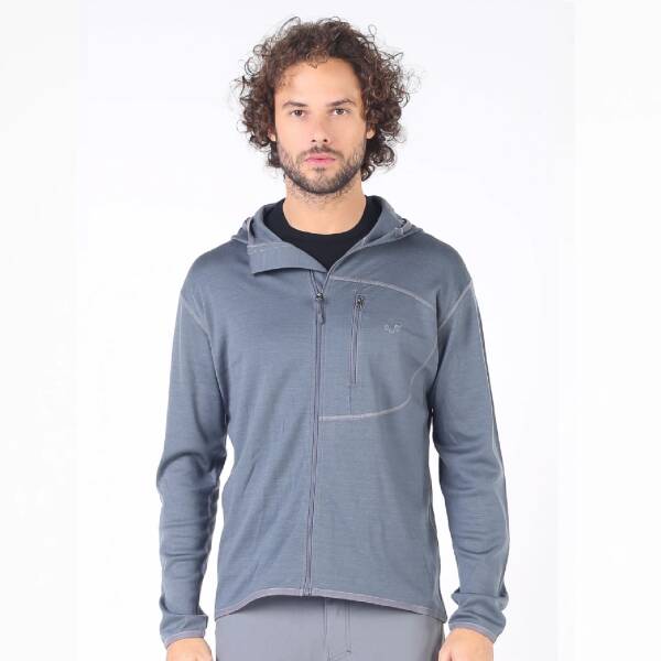 Woolona Maestro Fermuarlı Kapüşonlu Erkek Sweatshirt - GRY - 1