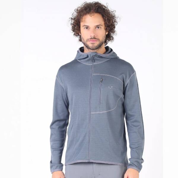 Woolona Maestro Fermuarlı Kapüşonlu Erkek Sweatshirt - GRY - 2