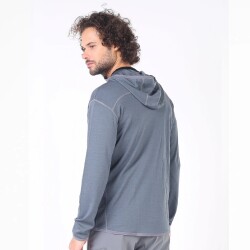 Woolona Maestro Fermuarlı Kapüşonlu Erkek Sweatshirt - GRY - 4