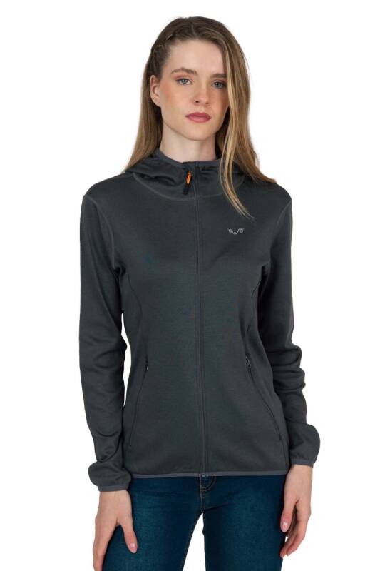 Woolona Marin Fermuarlı Kapüşonlu Kadın Sweatshirt - 1