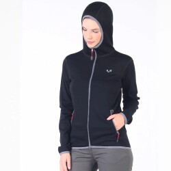 Woolona Marin Fermuarlı Kapüşonlu Kadın Sweatshirt - BLK - 4