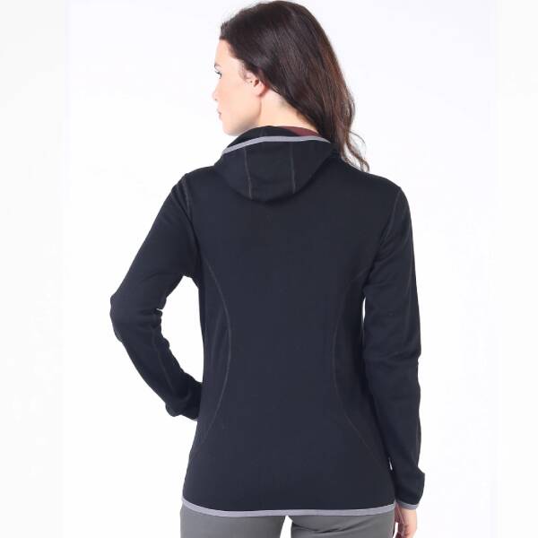 Woolona Marin Fermuarlı Kapüşonlu Kadın Sweatshirt - BLK - 5