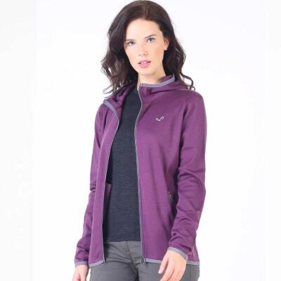 Woolona Marin Fermuarlı Kapüşonlu Kadın Sweatshirt - PRP - 1
