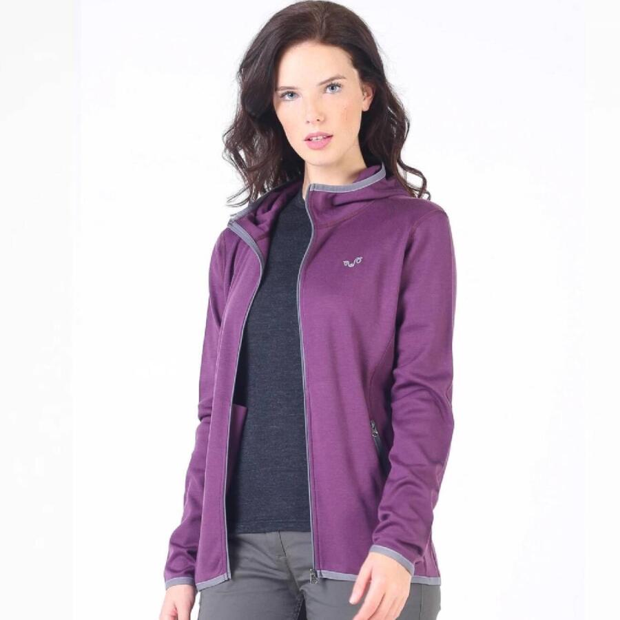 Woolona Marin Fermuarlı Kapüşonlu Kadın Sweatshirt - PRP - 1