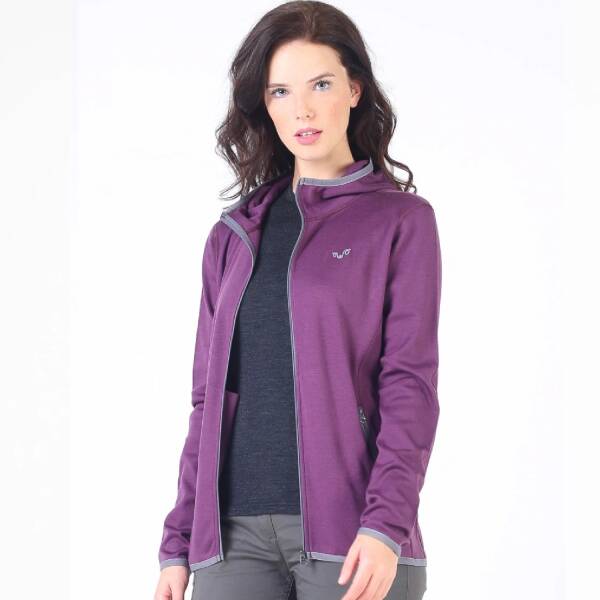 Woolona Marin Fermuarlı Kapüşonlu Kadın Sweatshirt - PRP - 1