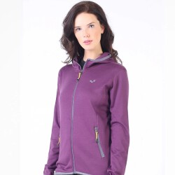 Woolona Marin Fermuarlı Kapüşonlu Kadın Sweatshirt - PRP - 2