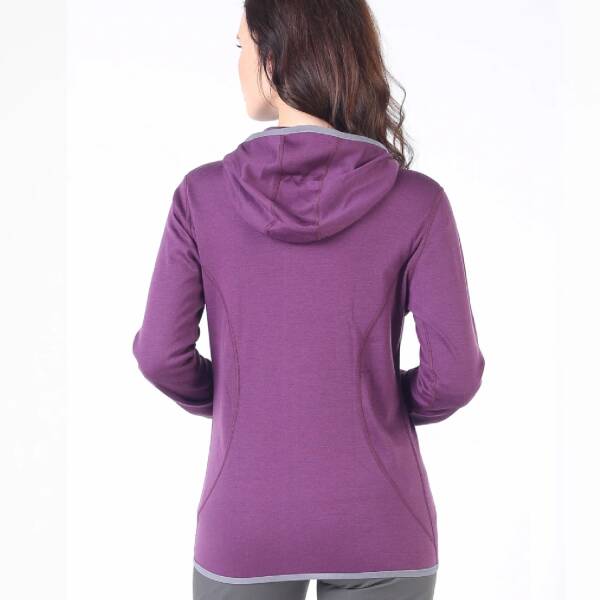 Woolona Marin Fermuarlı Kapüşonlu Kadın Sweatshirt - PRP - 4
