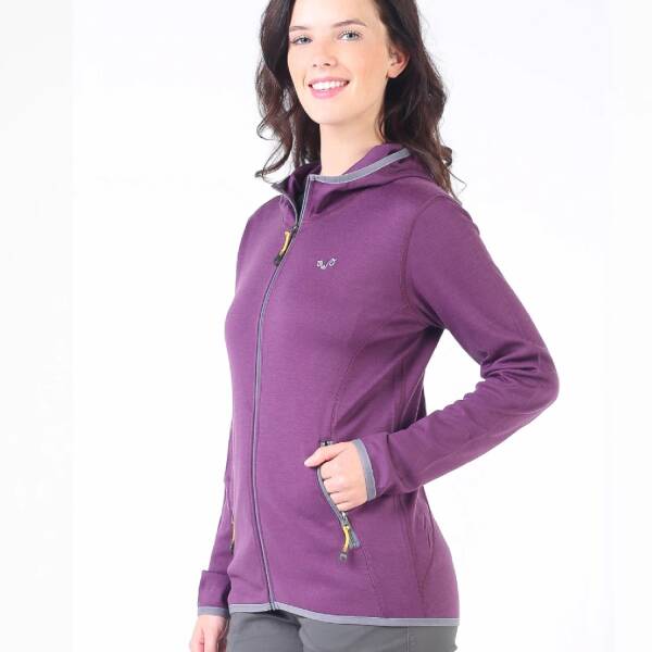 Woolona Marin Fermuarlı Kapüşonlu Kadın Sweatshirt - PRP - 5