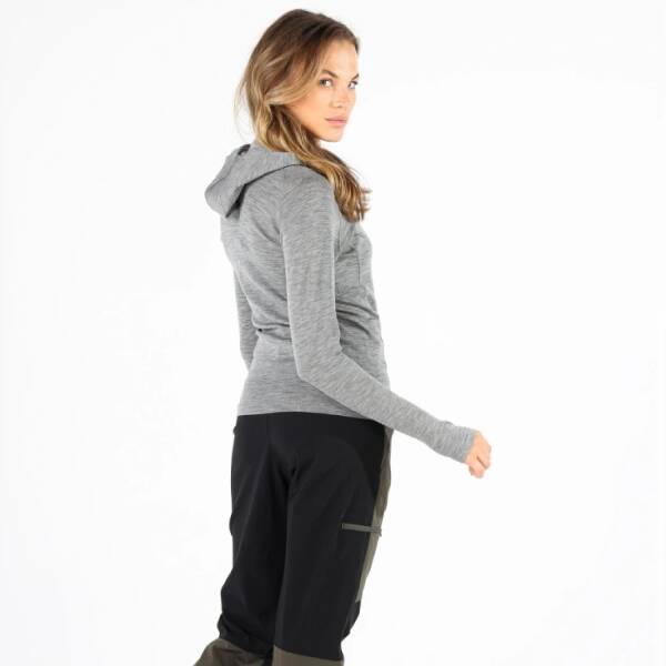 Woolona Sonatra Hoodie Yünlü Kapüşonlu Kadın Sweatshirt - GRY - 2