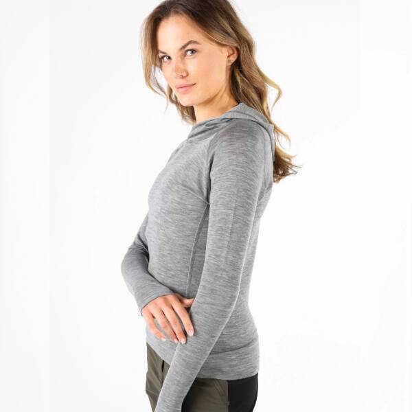 Woolona Sonatra Hoodie Yünlü Kapüşonlu Kadın Sweatshirt - GRY - 3