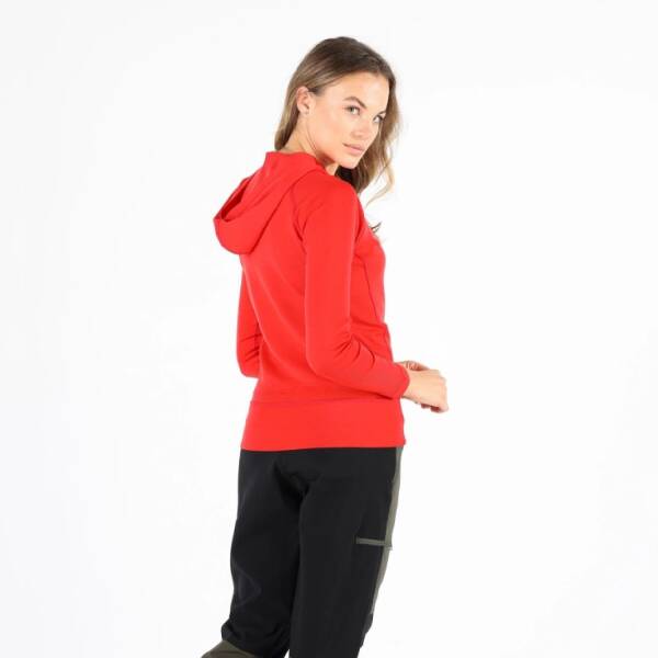 Woolona Sonatra Hoodie Yünlü Kapüşonlu Kadın Sweatshirt - RED - 2
