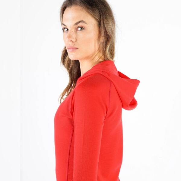 Woolona Sonatra Hoodie Yünlü Kapüşonlu Kadın Sweatshirt - RED - 4